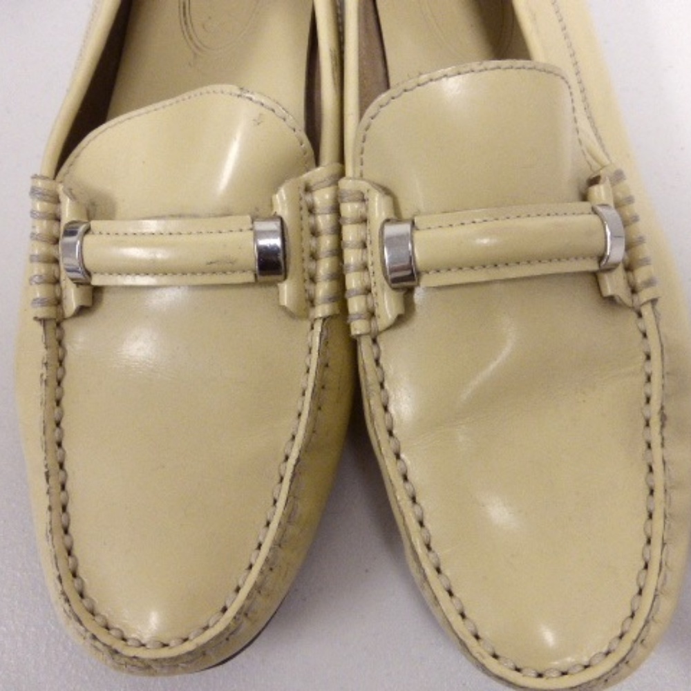 Tod's Driving cream leather Mocassins loafers 39.5 T horse bit logo